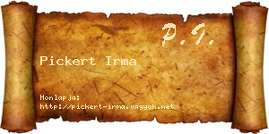 Pickert Irma névjegykártya